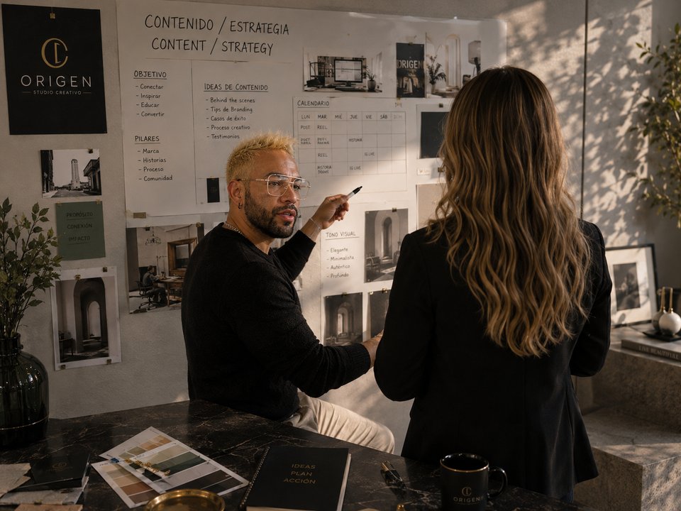 Planificación de contenido y estrategia de ORIGEN: calendario editorial y tono visual