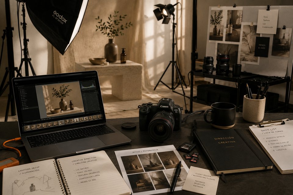 Set de fotografía con dirección de arte de ORIGEN: iluminación, composición y mood de referencia